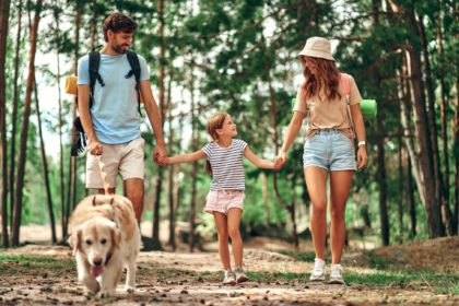 Family on vacation in the forest